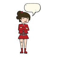 cartoon cool girl with speech bubble N21