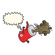 cartoon old drinks can with speech bubble N4