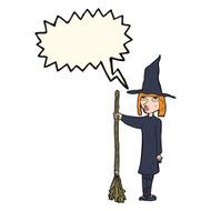 cartoon witch with speech bubble N7