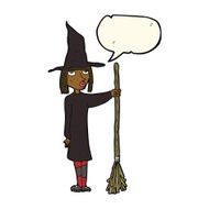 cartoon witch with speech bubble N8