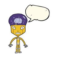 cartoon weird robot with speech bubble N8