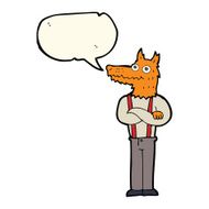 cartoon funny fox with speech bubble N4