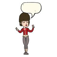 cartoon cool girl with speech bubble N22