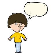 cartoon suspicious man looking over shoulder with speech bubble N8