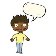 cartoon excited boy with speech bubble N117