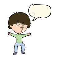 cartoon suspicious man with speech bubble N32