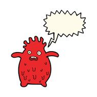 cartoon funny slime monster with speech bubble N15