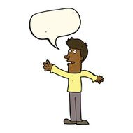 cartoon man reaching with speech bubble N8