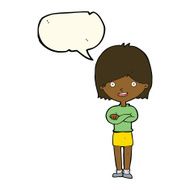 cartoon happy woman with speech bubble N201