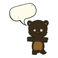 cute cartoon black bear with speech bubble N65