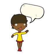 cartoon waving woman with speech bubble N119