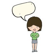cartoon happy woman with speech bubble N202
