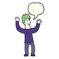 cartoon halloween vampire with speech bubble N15