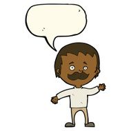 cartoon man with mustache waving speech bubble N24