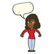 cartoon woman shrugging shoulders with speech bubble N395