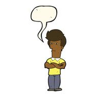 cartoon man with folded arms speech bubble N22