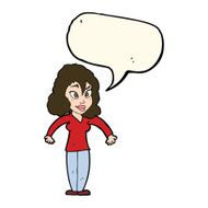 cartoon woman shrugging shoulders with speech bubble N396