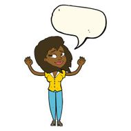 cartoon woman giving up with speech bubble N7