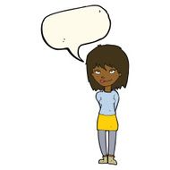 cartoon happy woman with speech bubble N203