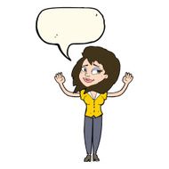 cartoon woman giving up with speech bubble N8