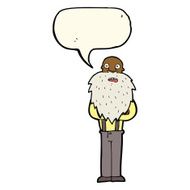 cartoon bearded old man with speech bubble N32