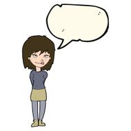 cartoon happy woman with speech bubble N204