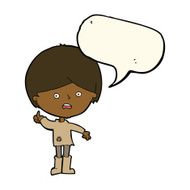 cartoon unhappy boy with speech bubble N45