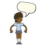 cartoon curious woman with speech bubble N46