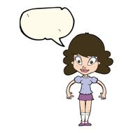 cartoon pretty woman with speech bubble N222