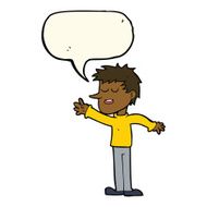 cartoon happy man reaching with speech bubble N8