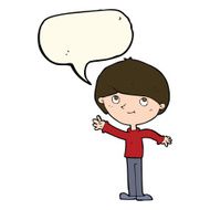 Cartoon happy boy with speech bubble N191