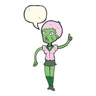 cartoon halloween girl with speech bubble N16