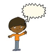 Cartoon happy boy with speech bubble N192