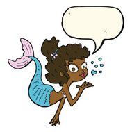 cartoon pretty mermaid with speech bubble N30