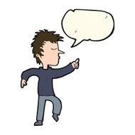 cartoon man pointing with speech bubble N158