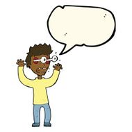 cartoon terrified man with speech bubble N175