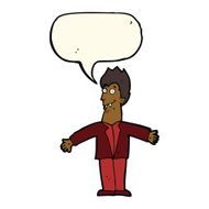 cartoon vampire man with speech bubble N95