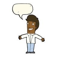 cartoon grining man with open arms speech bubble N8