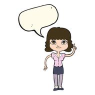 cartoon woman with idea speech bubble N199