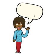 cartoon shocked woman waving hand with speech bubble N7