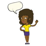 cartoon pretty woman waving with speech bubble N71