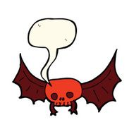 cartoon spooky skull bat with speech bubble N4