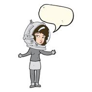 cartoon woman wearing astronaut helmet with speech bubble N8