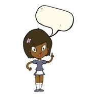 cartoon pretty maid with speech bubble N8
