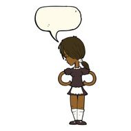 cartoon waitress with speech bubble N20