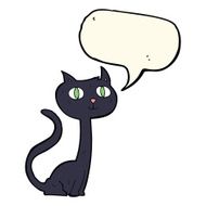 cartoon black cat with speech bubble N27