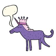 cartoon unicorn with speech bubble N32