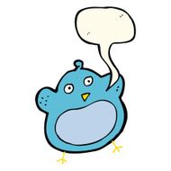 cartoon fat bird with speech bubble N29