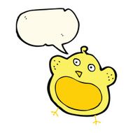 cartoon fat bird with speech bubble N30