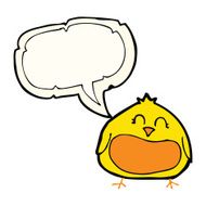 cartoon fat bird with speech bubble N32